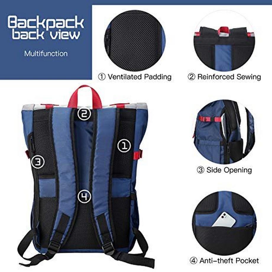 Only-bags.store Sac à Dos Ordinateur Portable Rolltop Étanche 15.6 Pouces  