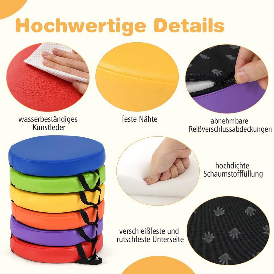 Northix Kinder-Bodenkissen-Set, 6-teilig  