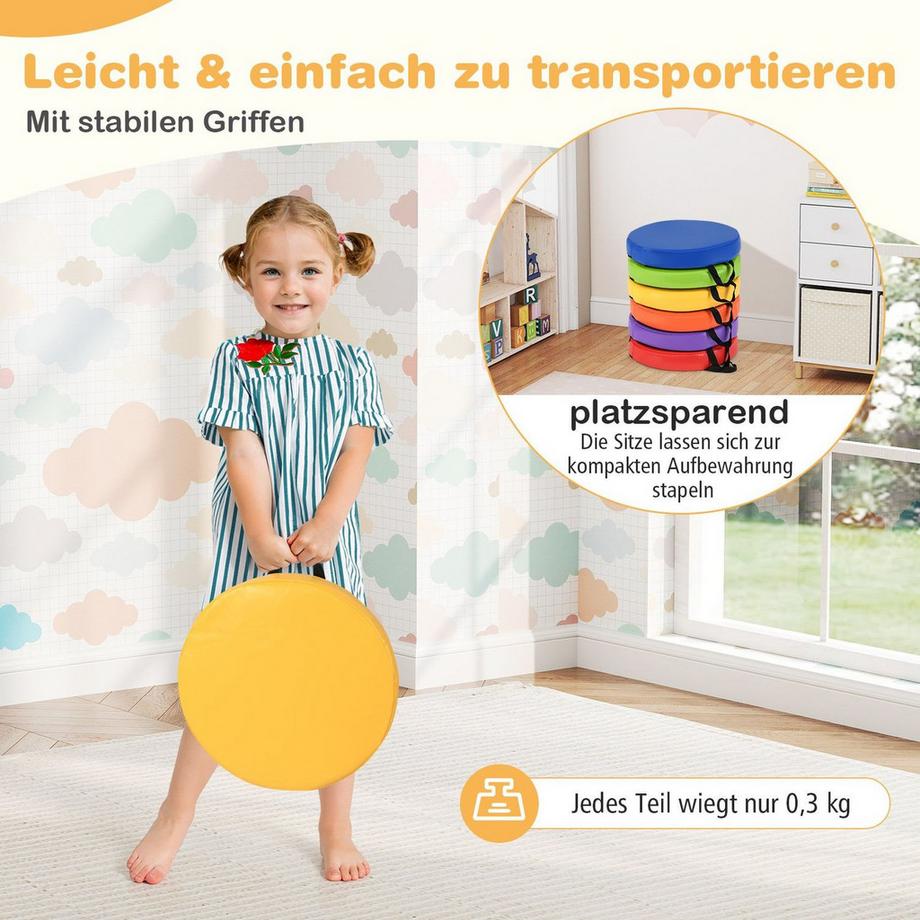 Northix Kinder-Bodenkissen-Set, 6-teilig  