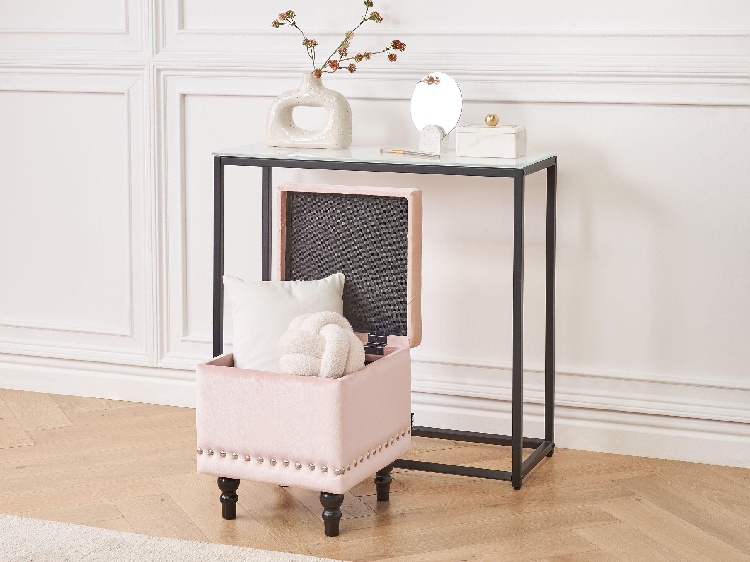 Beliani Pouf de rangement en Velours Glamour LORETTO  