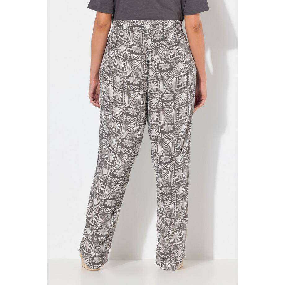 Ulla Popken Rose Imprimé Jambe Large Pantalon Taille Élastique  