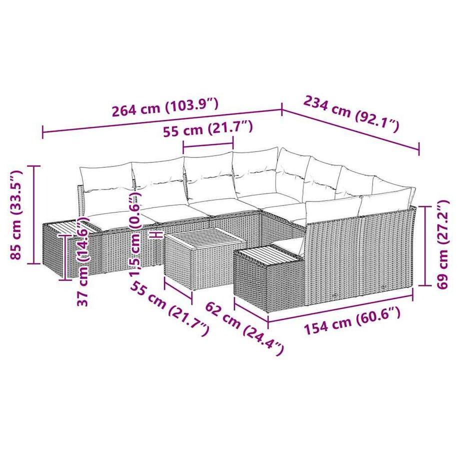 VidaXL Ensemble de canapé de jardin poly rattan  