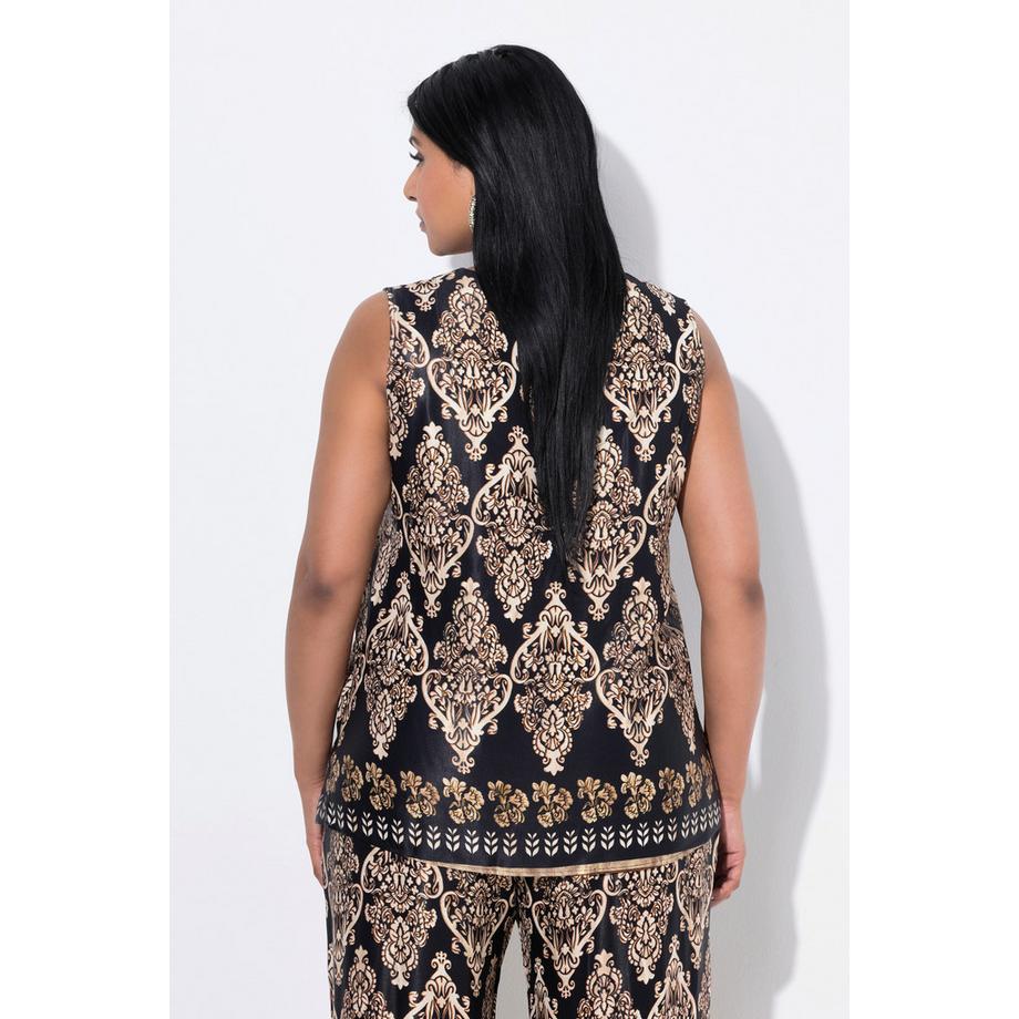 Ulla Popken Top Blusa Raso Linea A Senza Maniche Scollo V  