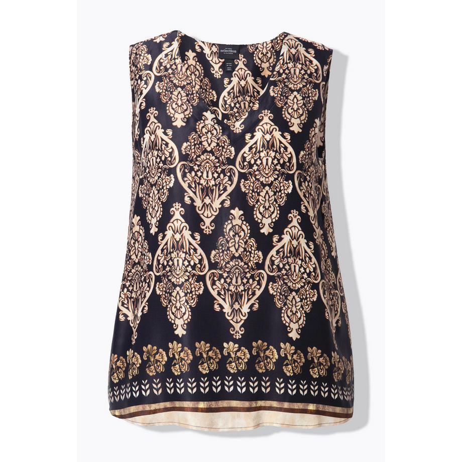 Ulla Popken Top Blusa Raso Linea A Senza Maniche Scollo V  