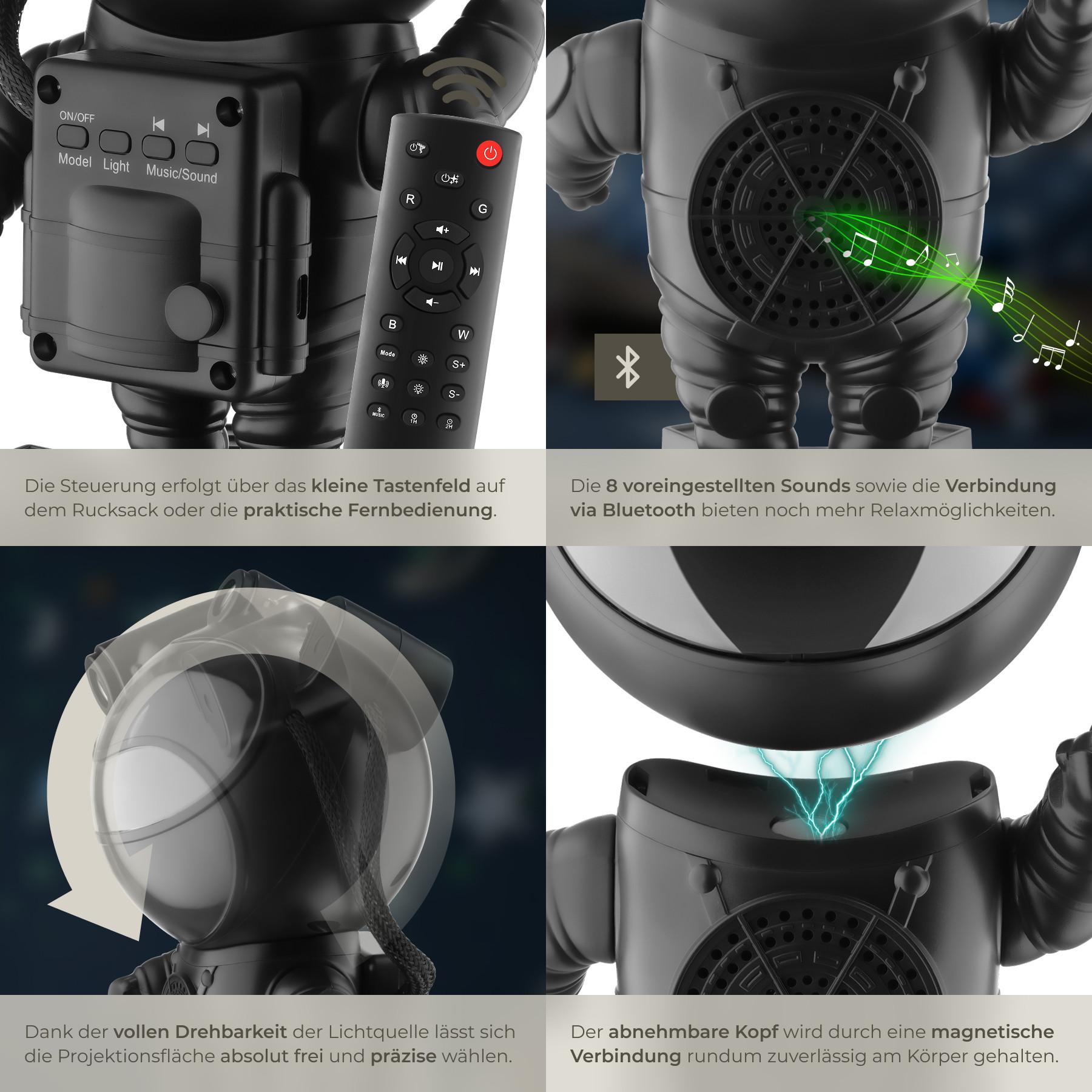 Tectake Projecteur LED ciel étoilé Astronaute avec Bluetooth  