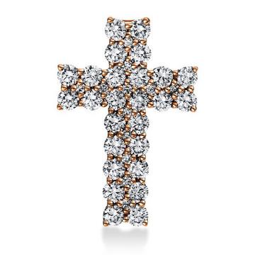 Pendentif or rose 750/18K croix diamant 0,83ct.