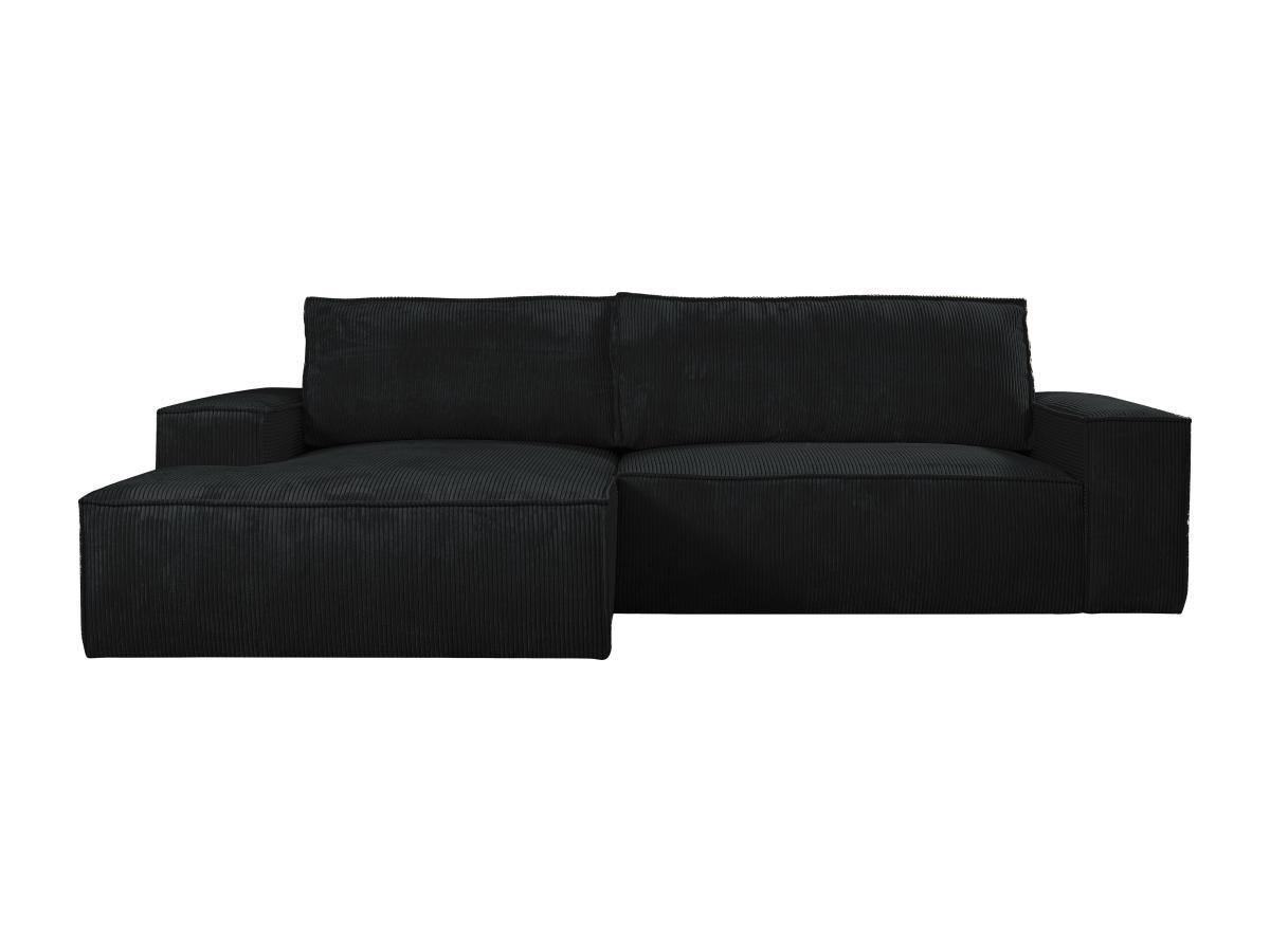 Vente-unique Ecksofa mit Schlaffunktion - Ecke links - Cord - Schwarz - AMELIA  