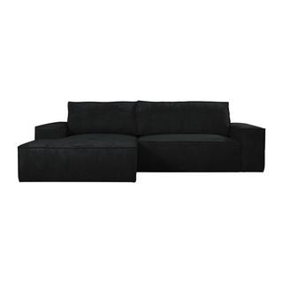 Vente-unique Ecksofa mit Schlaffunktion - Ecke links - Cord - Schwarz - AMELIA  