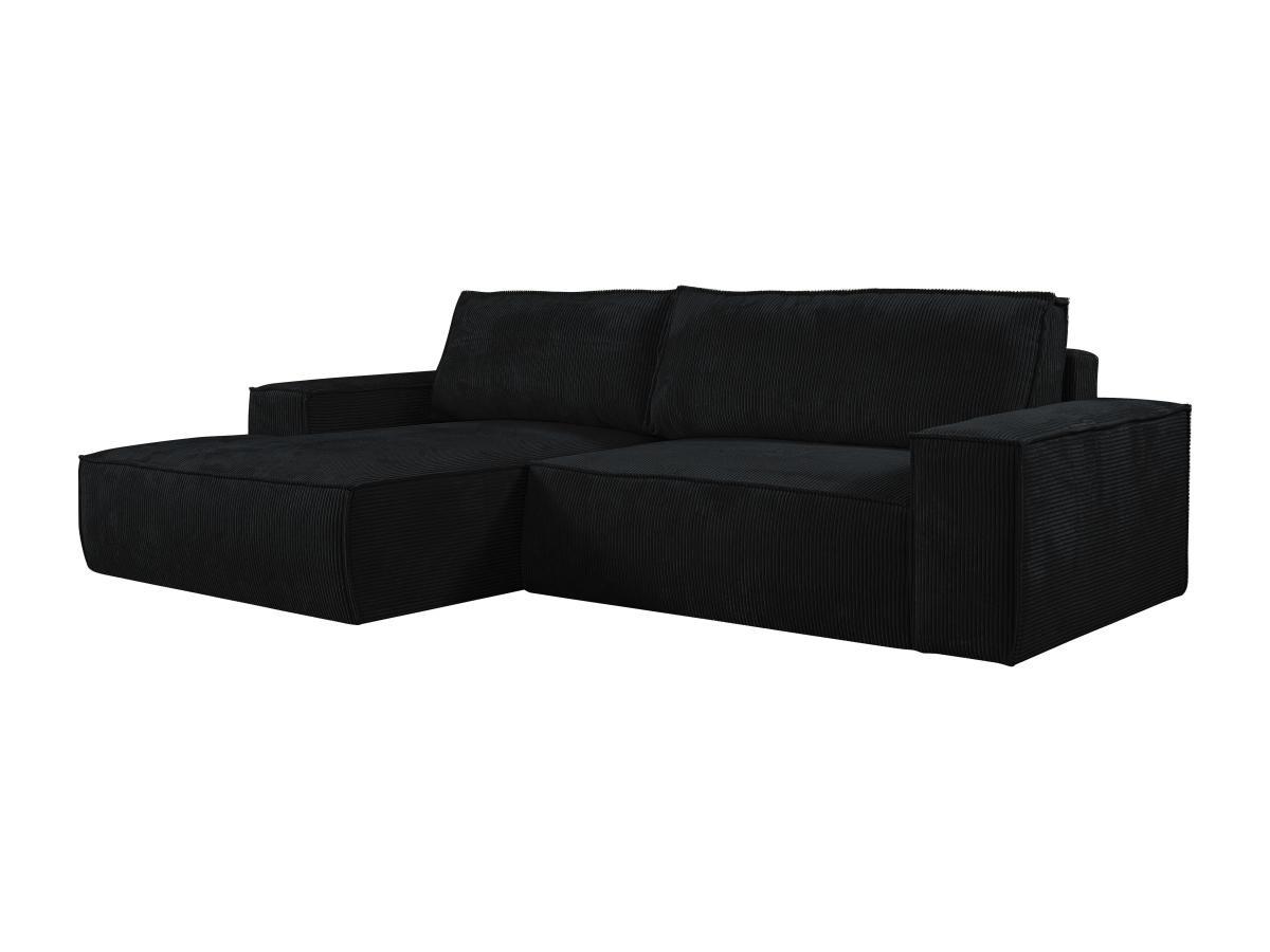 Vente-unique Ecksofa mit Schlaffunktion - Ecke links - Cord - Schwarz - AMELIA  