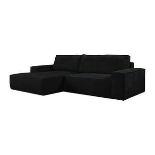 Vente-unique Ecksofa mit Schlaffunktion - Ecke links - Cord - Schwarz - AMELIA  