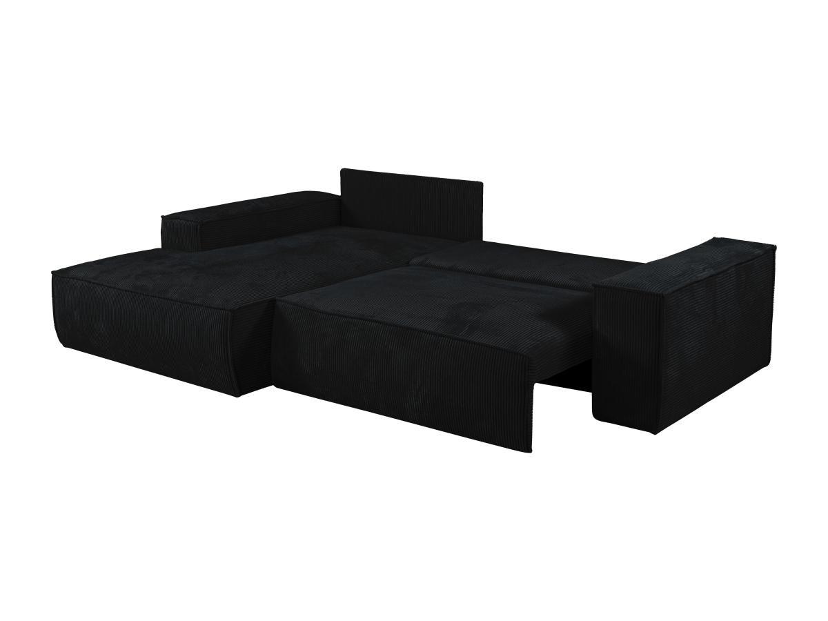Vente-unique Ecksofa mit Schlaffunktion - Ecke links - Cord - Schwarz - AMELIA  