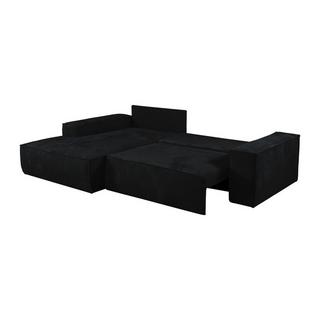 Vente-unique Ecksofa mit Schlaffunktion - Ecke links - Cord - Schwarz - AMELIA  