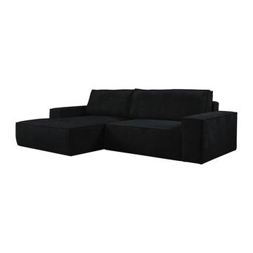Ecksofa mit Schlaffunktion - Ecke links - Cord - Schwarz - AMELIA
