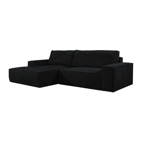 Vente-unique Ecksofa mit Schlaffunktion - Ecke links - Cord - Schwarz - AMELIA  