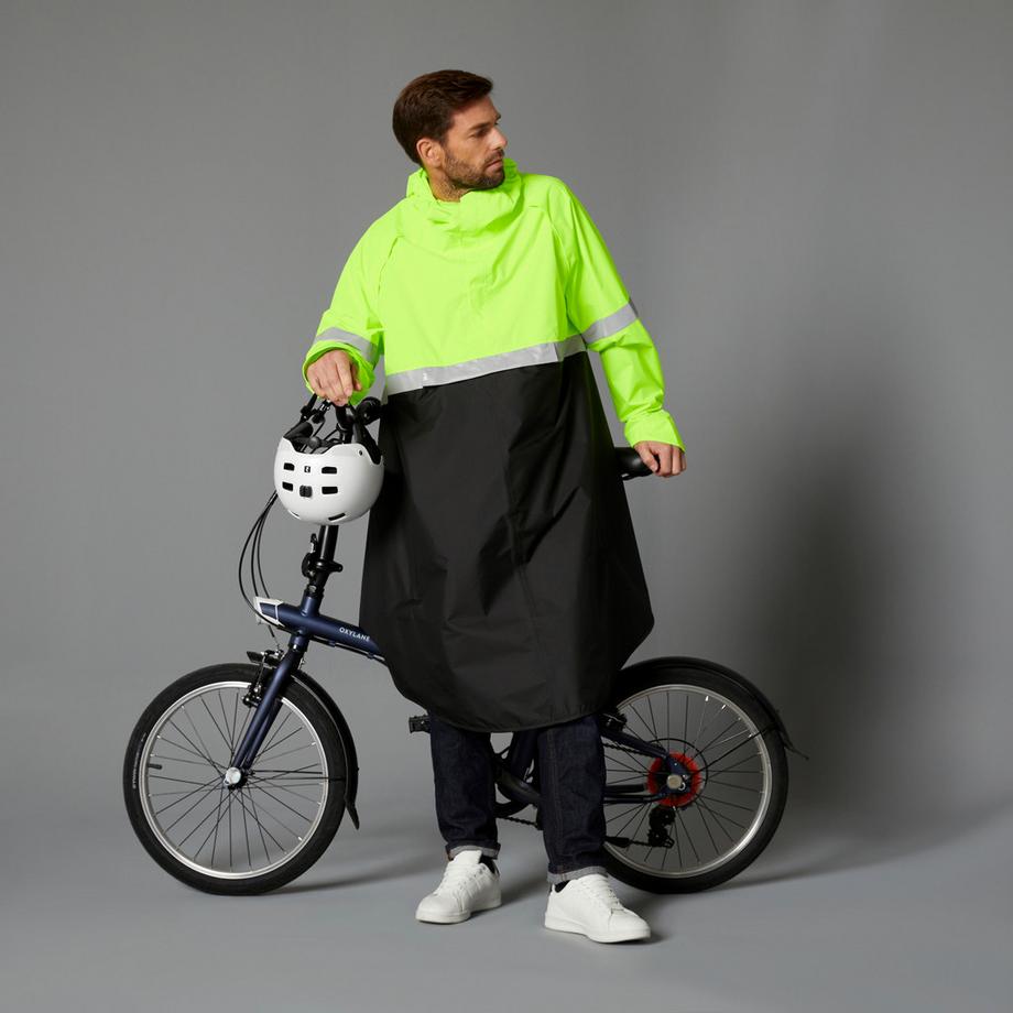 B’TWIN  Fahrrad Regenponcho City 560 Sichtbarkeit 