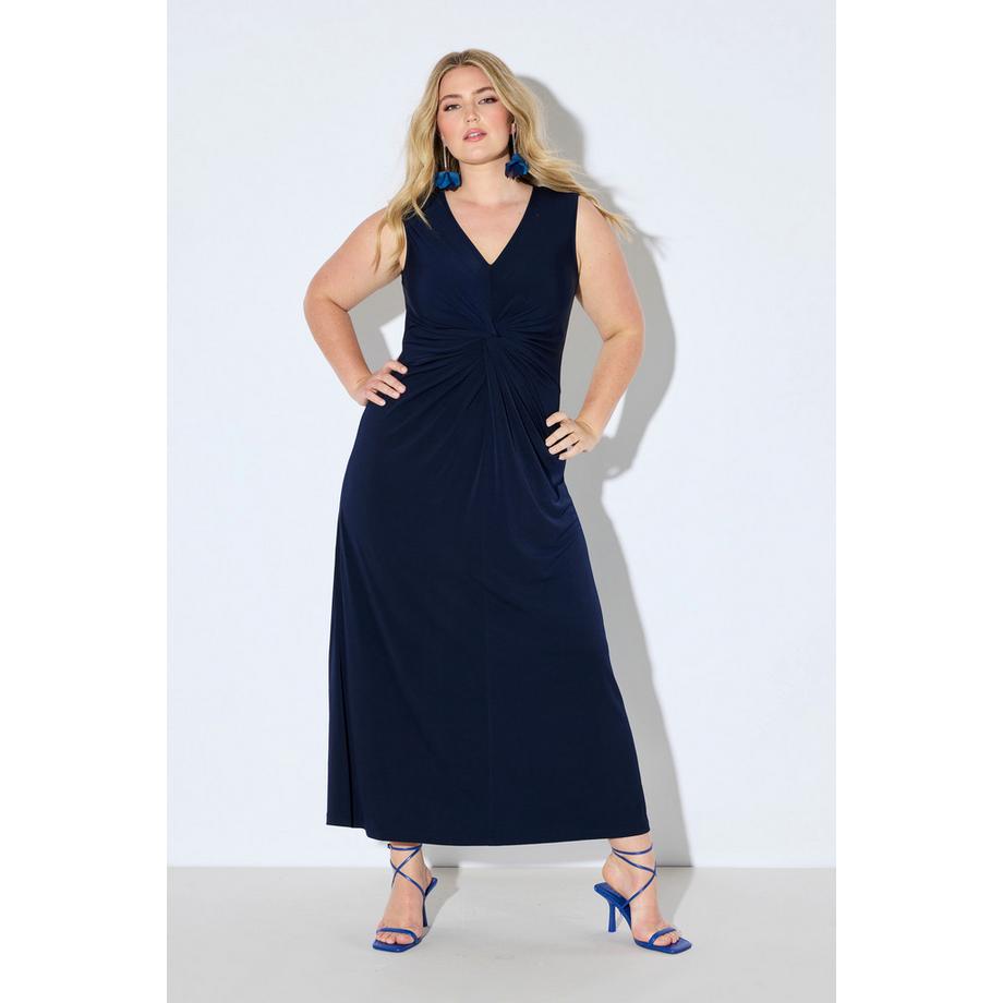 Ulla Popken Ärmelloses Jersey Maxikleid mit Drapierung  