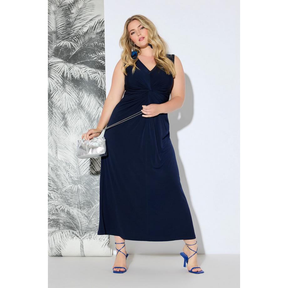 Ulla Popken Ärmelloses Jersey Maxikleid mit Drapierung  