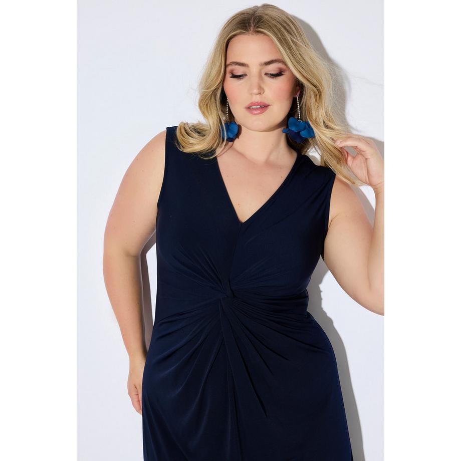 Ulla Popken Ärmelloses Jersey Maxikleid mit Drapierung  