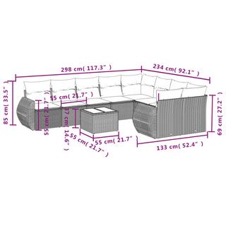 VidaXL Ensemble de canapés de jardin rotin synthétique  