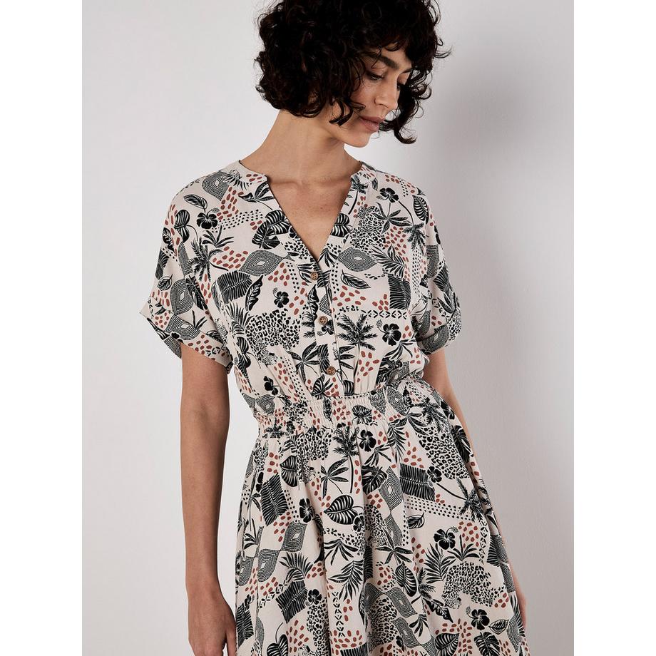 APRICOT Abito con vita smock e stampa tribale  