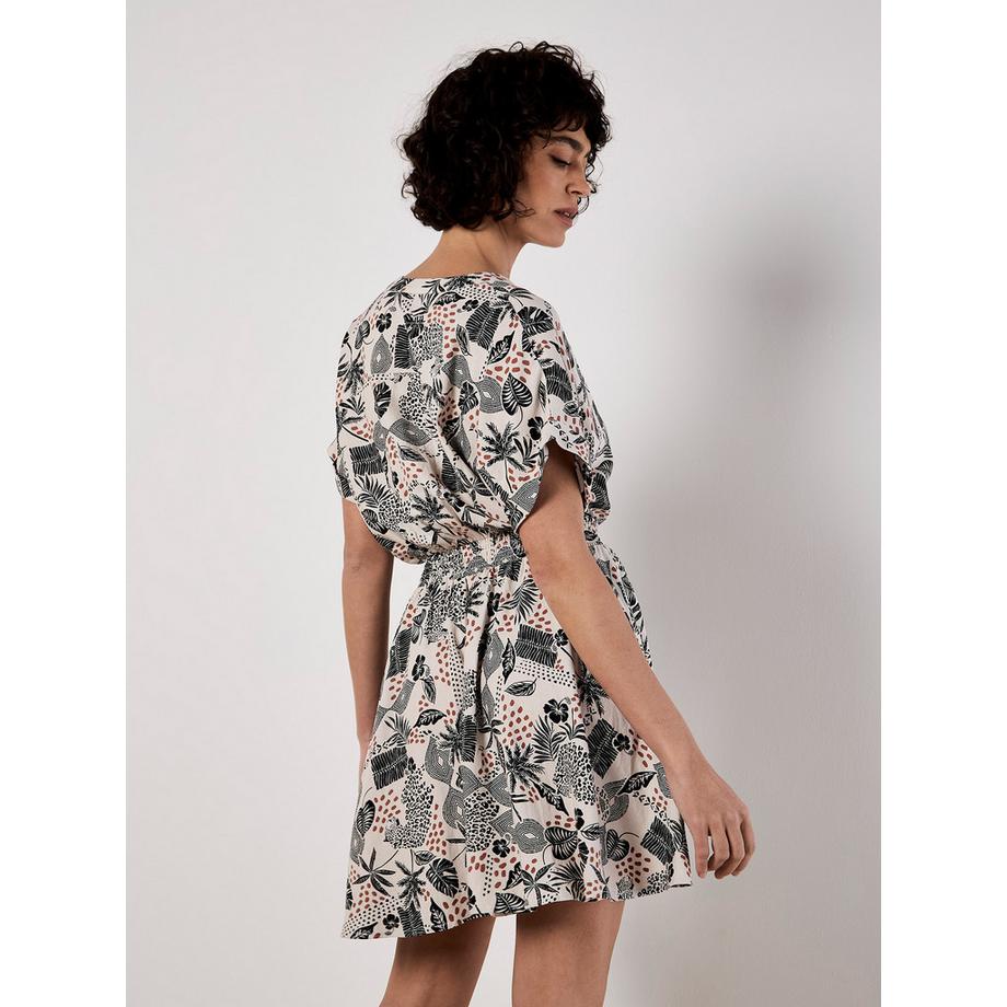 APRICOT Abito con vita smock e stampa tribale  