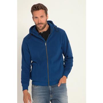 Giacca di pile con cappuccio, zip e tasca a marsupio, fino alla tg. 8XL