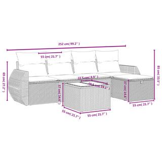 VidaXL set divano da giardino Polirattan  