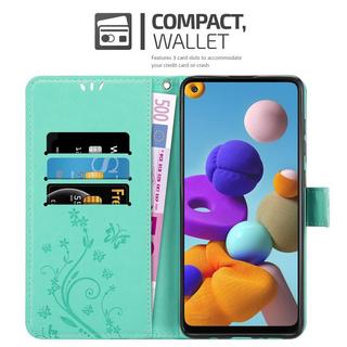 Cadorabo  Housse compatible avec Samsung Galaxy A21s - Coque de protection au design floral avec fermeture magnétique, fonction de support et emplacements pour cartes 