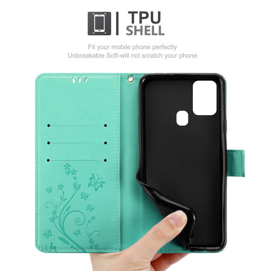 Cadorabo  Hülle für Samsung Galaxy A21s Blumen Design Magnetverschluss 