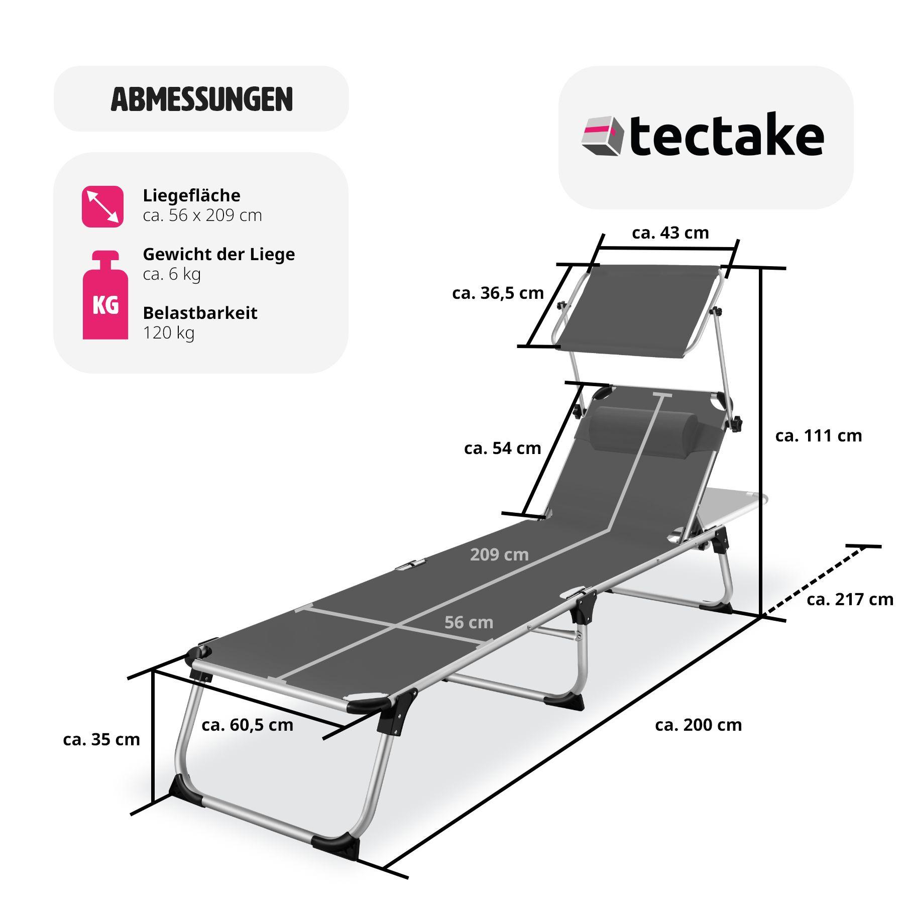 Tectake Sdraio Aurelie in alluminio regolabile in 6 posizioni  