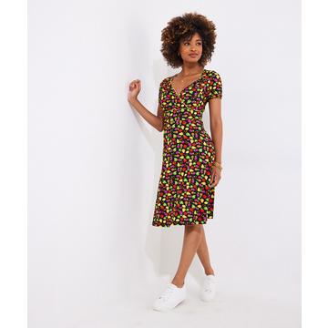 Robe Jersey Longueur Genou Fleurs et Fruits