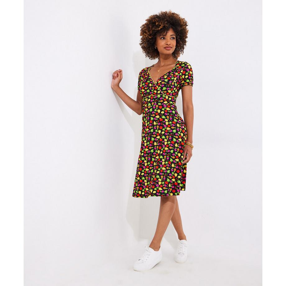 Joe Browns Robe Jersey Longueur Genou Fleurs et Fruits  