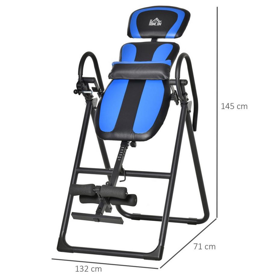 Northio  Gravity trainer pieghevole per panca a inversione con ruote mobili, cuscino posteriore regolabile, ABS in metallo, nero + blu, 132x71x145 cm 