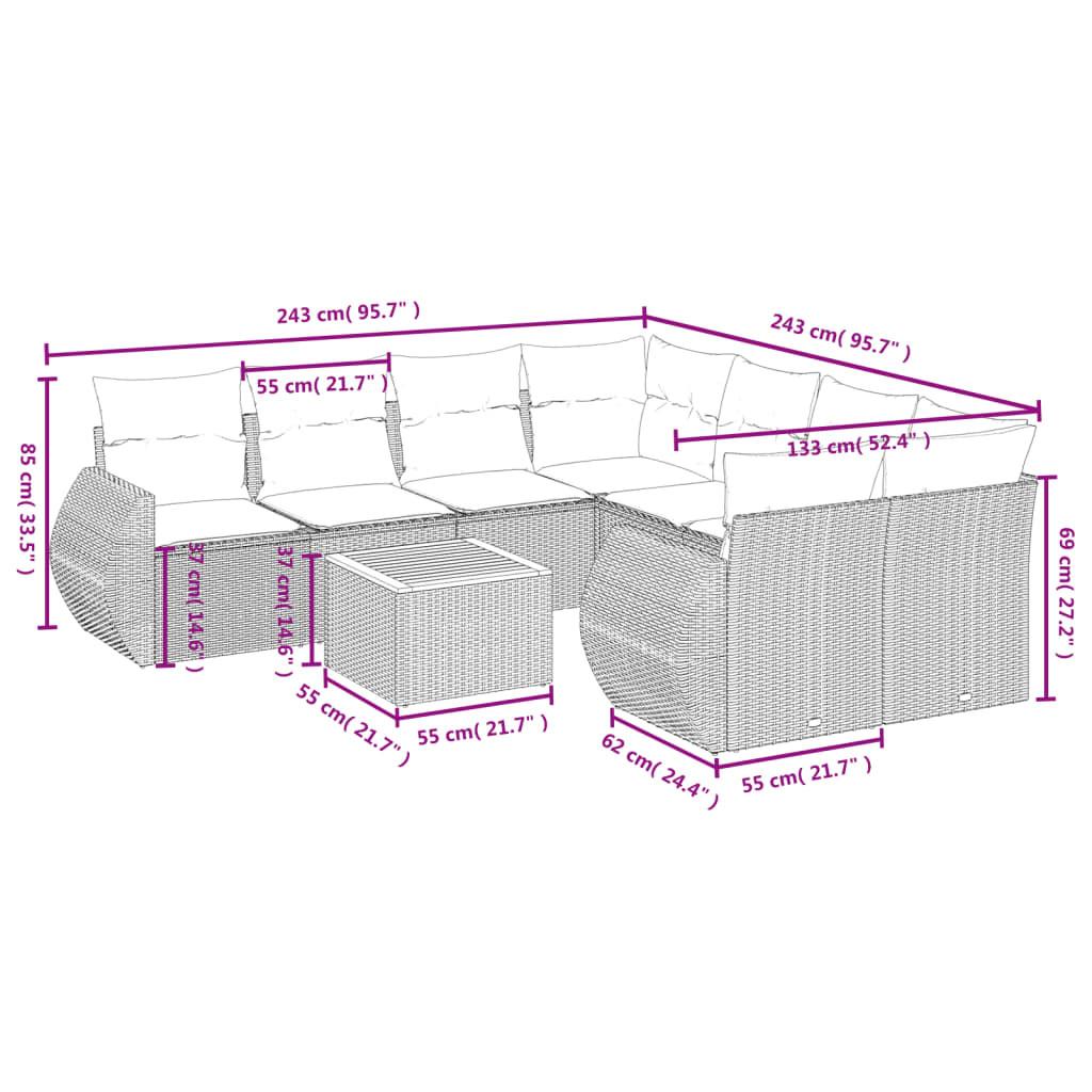 VidaXL Ensemble de canapés de jardin rotin synthétique  