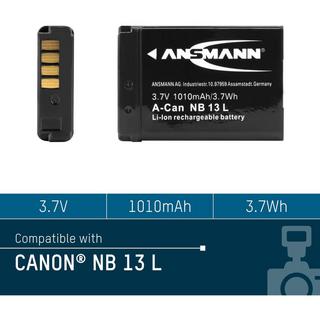 ANSMANN  A-Can NB 13L Kamera-Akku ersetzt Original-Akku (Kamera) NB-13L 3.7 V 1010 mAh 