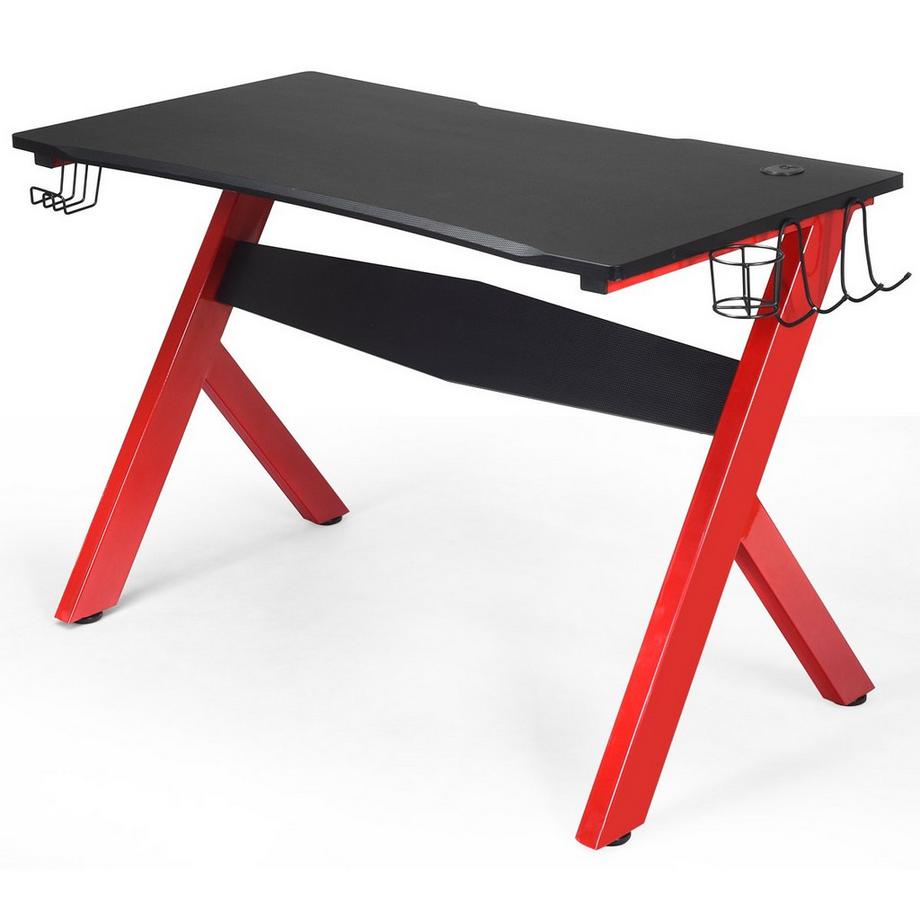 Northix  Gamingtisch Computertisch Gaming Schreibtisch mit Tassen- und Kopfhörerhalter und Mauspad für Zuhause Büro Spielzimmer 