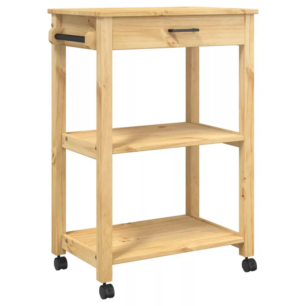 VidaXL - Chariot de cuisine bois de pin, One Size, Marron