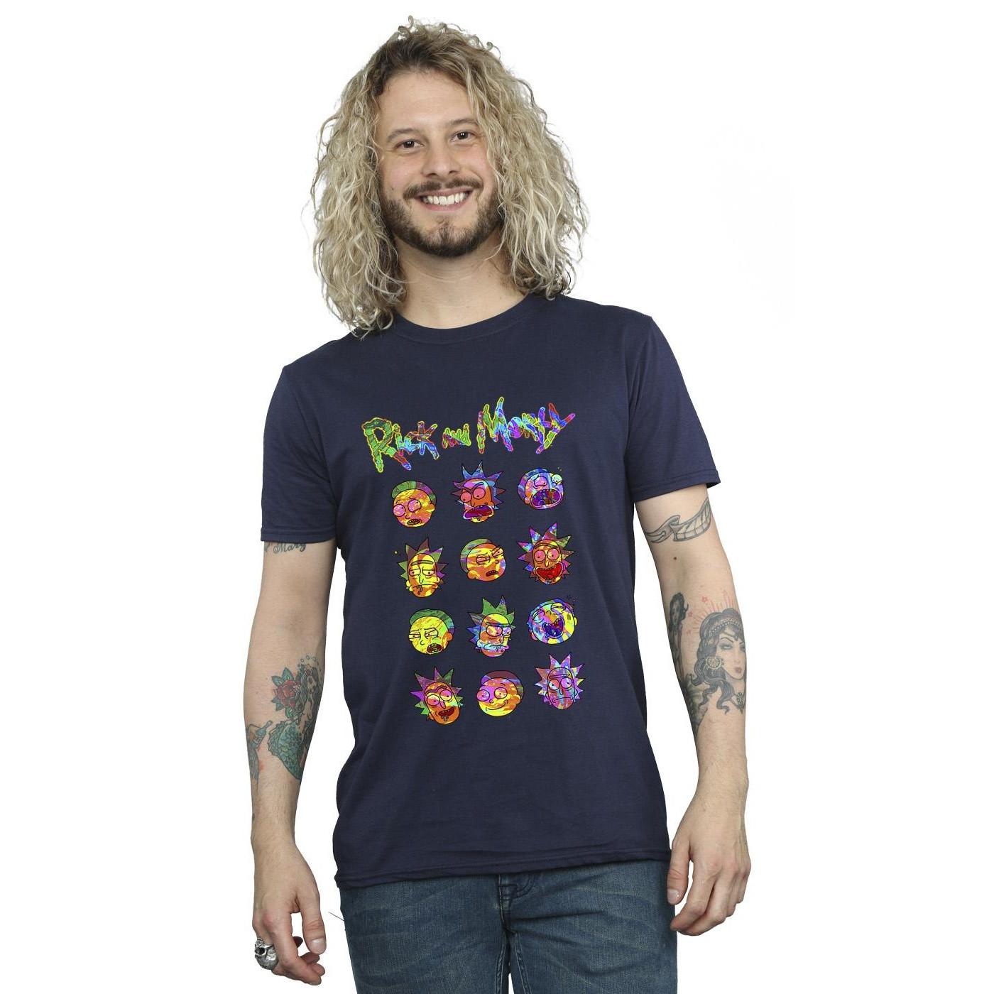 Rick And Morty  Tie Dye Faces TShirt 