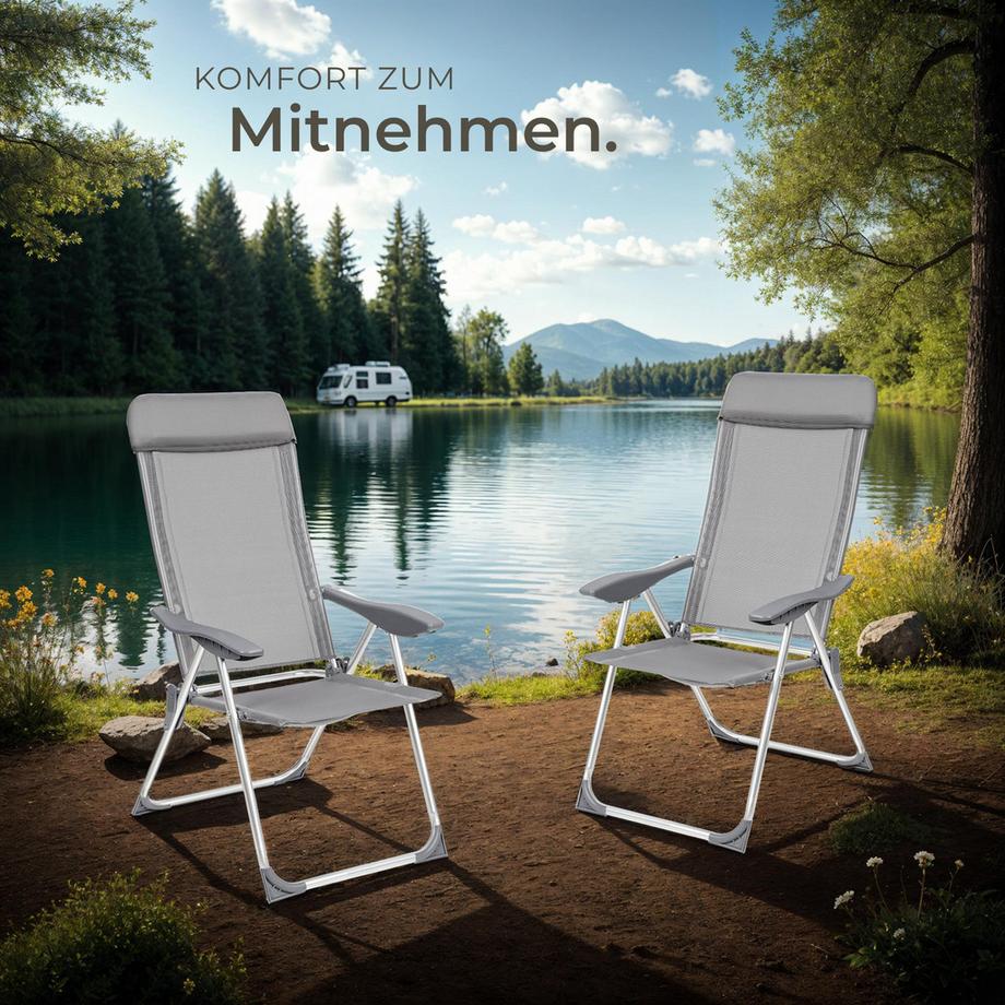Tectake 4er Set Aluminium Gartenstuhl Maurine klappbar wetterfest und UV-beständig  