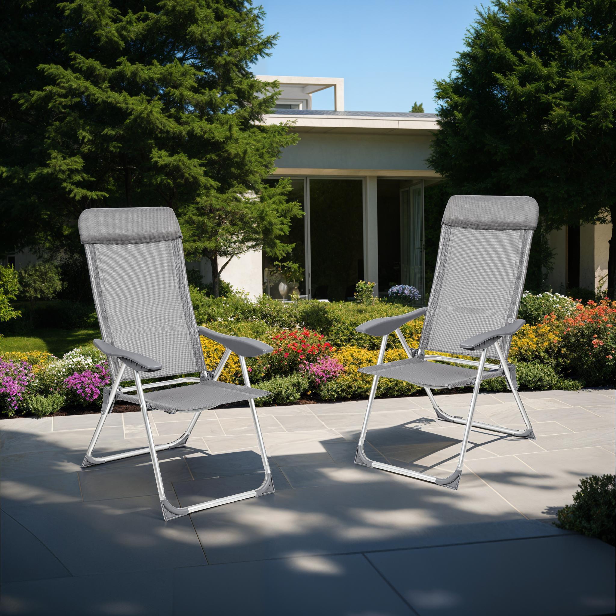 Tectake Set di 4 sedie da giardino Maurine Pieghevoli  