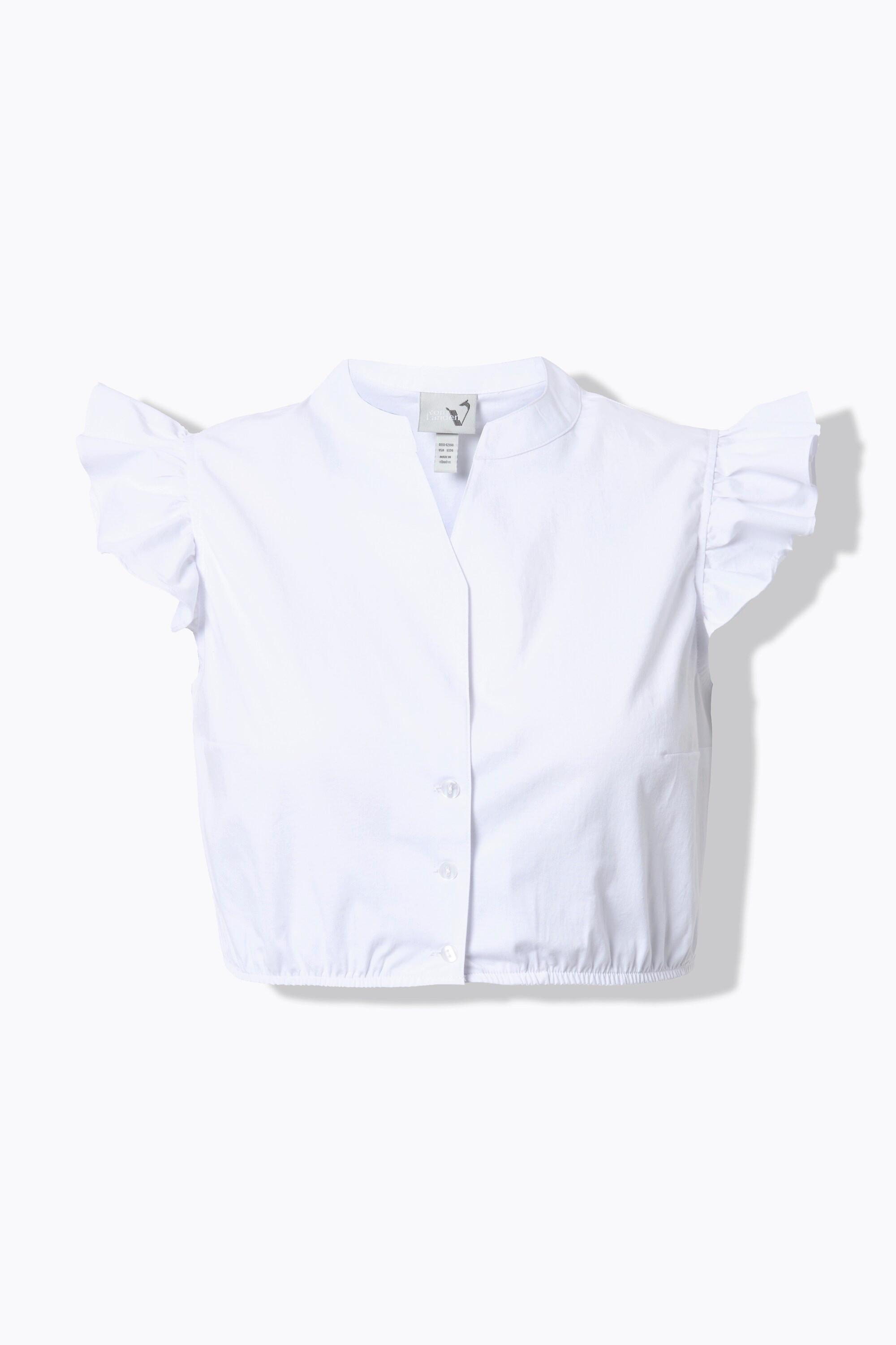 Ulla Popken Camicetta Dirndl Maniche con Ruche Collo Alto  