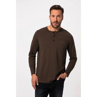 JP1880  T-shirt JP 1880 Henley Basic, manches longues et patte de boutonnage noisette 