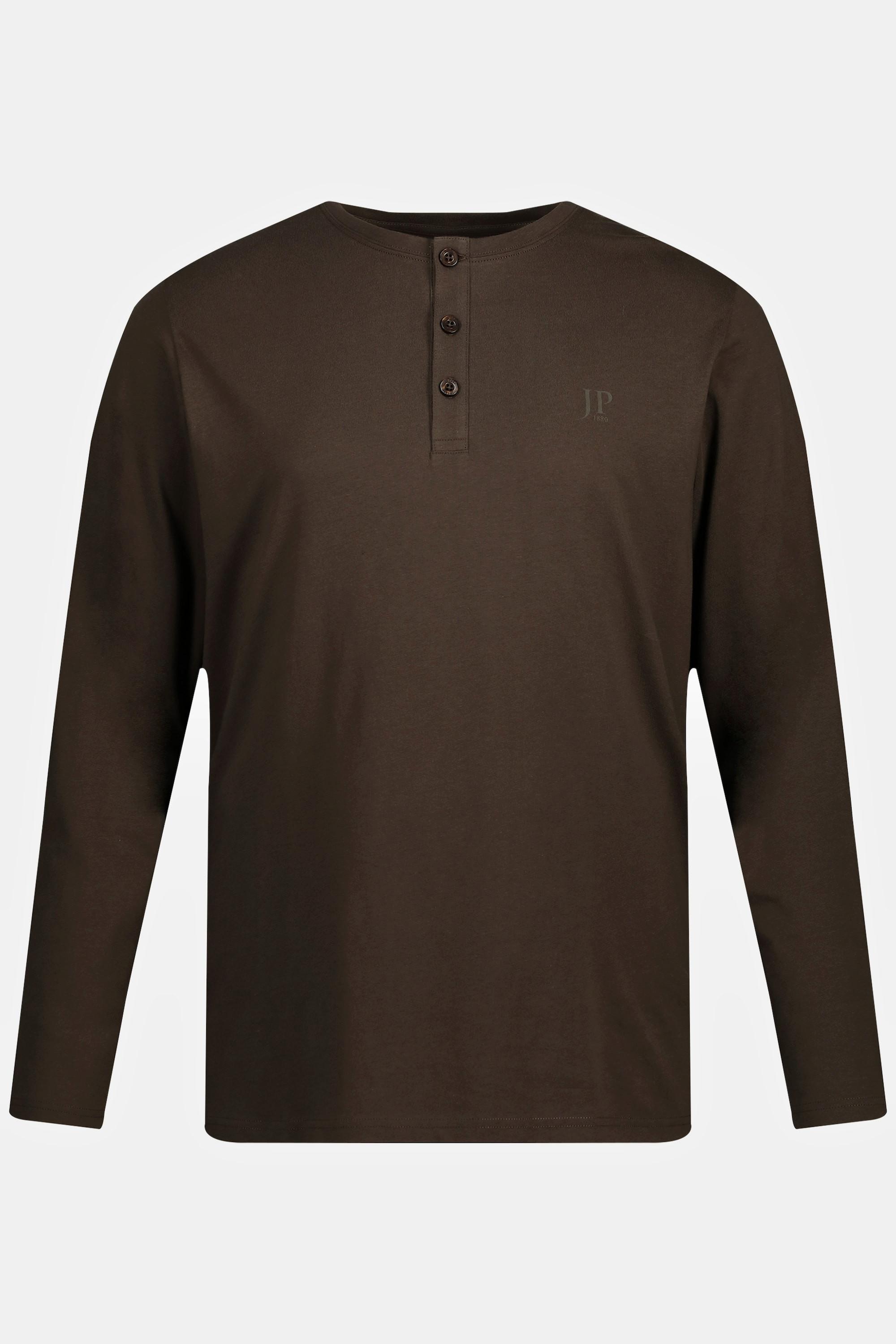 JP1880  Maglia serafino basic con maniche lunghe e abbottonatura nocciola 