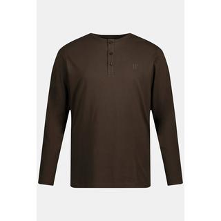 JP1880  T-shirt JP 1880 Henley Basic, manches longues et patte de boutonnage noisette 