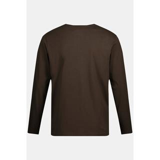 JP1880  T-shirt JP 1880 Henley Basic, manches longues et patte de boutonnage noisette 