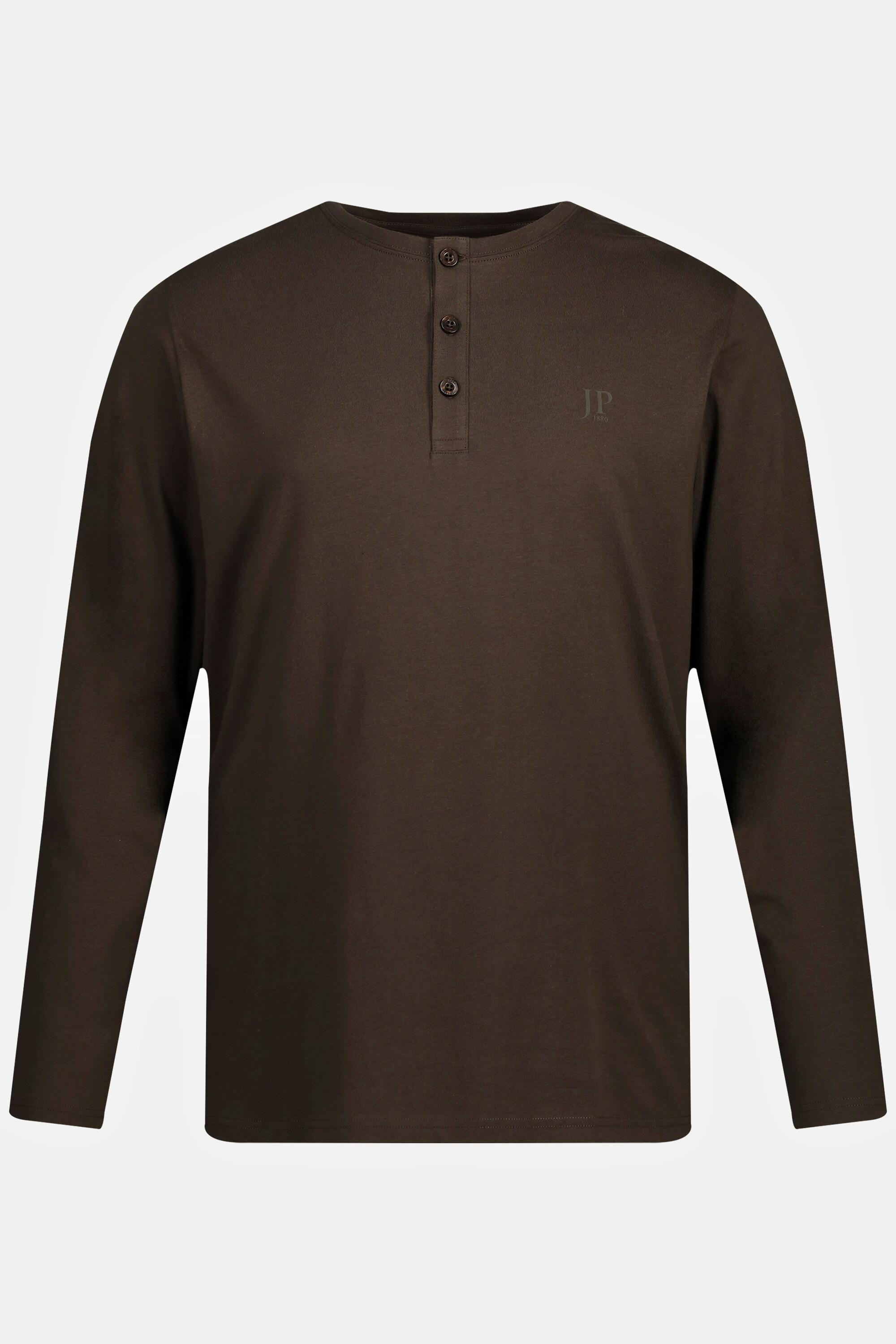 JP1880  Maglia serafino basic con maniche lunghe e abbottonatura nocciola 