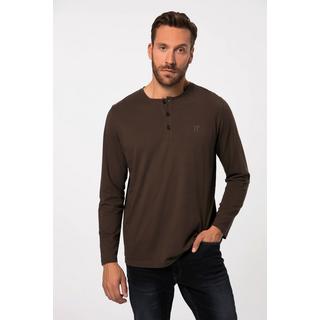 JP1880  T-shirt JP 1880 Henley Basic, manches longues et patte de boutonnage noisette 