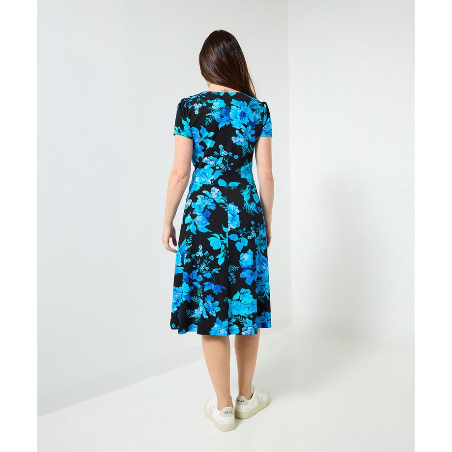 Joe Browns Jerseykleid mit Winterblumenmuster und Wickeloptik  