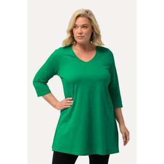 Ulla Popken  Maglia lunga con scollo a V, maniche a 3/4 e taglio svasato 