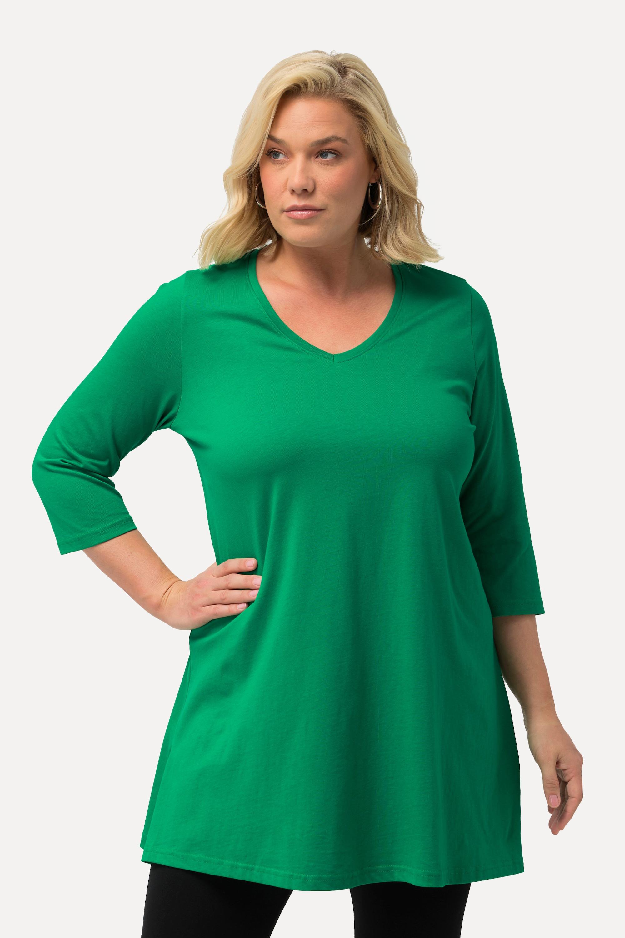 Ulla Popken  Longshirt, A-Linie, V-Ausschnitt, 3/4-Arm 